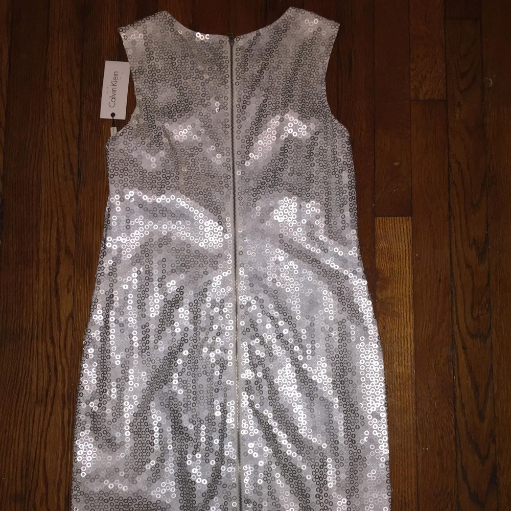 Shiny Silver Calvin Klein Dress